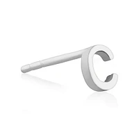 E Initial Single Stud Earring in Sterling Silver