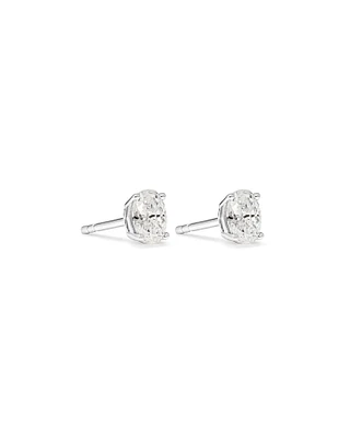 0.50 Carat TW Oval Cut Diamond Solitaire Stud Earrings in 18kt White Gold