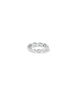 Pear Shaped Cubic Zirconia Bezel Set Eternity Ring Sterling Silver