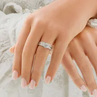 Bridal Set with 1 Carat TW of Diamonds 14kt White Gold