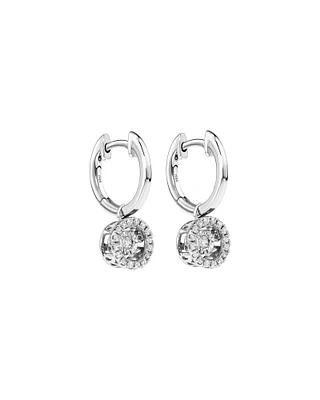 0.25 Carat TW Diamond Halo Everlight Drop Huggie Earrings in Sterling Silver