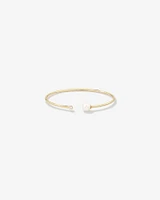 Cultured Freshwater Pearl and Diamond Torque Bangle in 10kt Yellow Gold