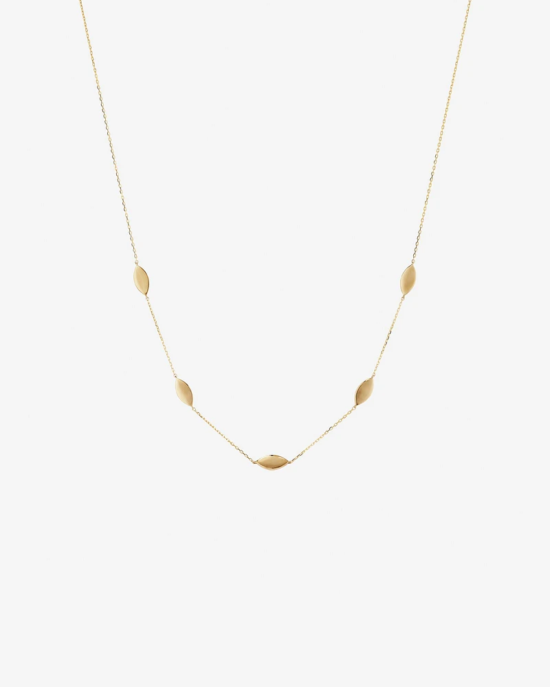 Marquise Station Necklace in 10kt Yellow Gold