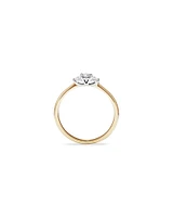 0.15 Carat TW Three Stone Round Brilliant and Oval Cut Diamond Promise Ring in 10kt Yellow and White Gold