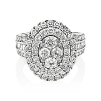 Oval Cluster Ring with 2.50 Carat TW of Diamonds in 14kt White Gold