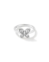 Cubic Zirconia Butterfly Ring in Sterling Silver