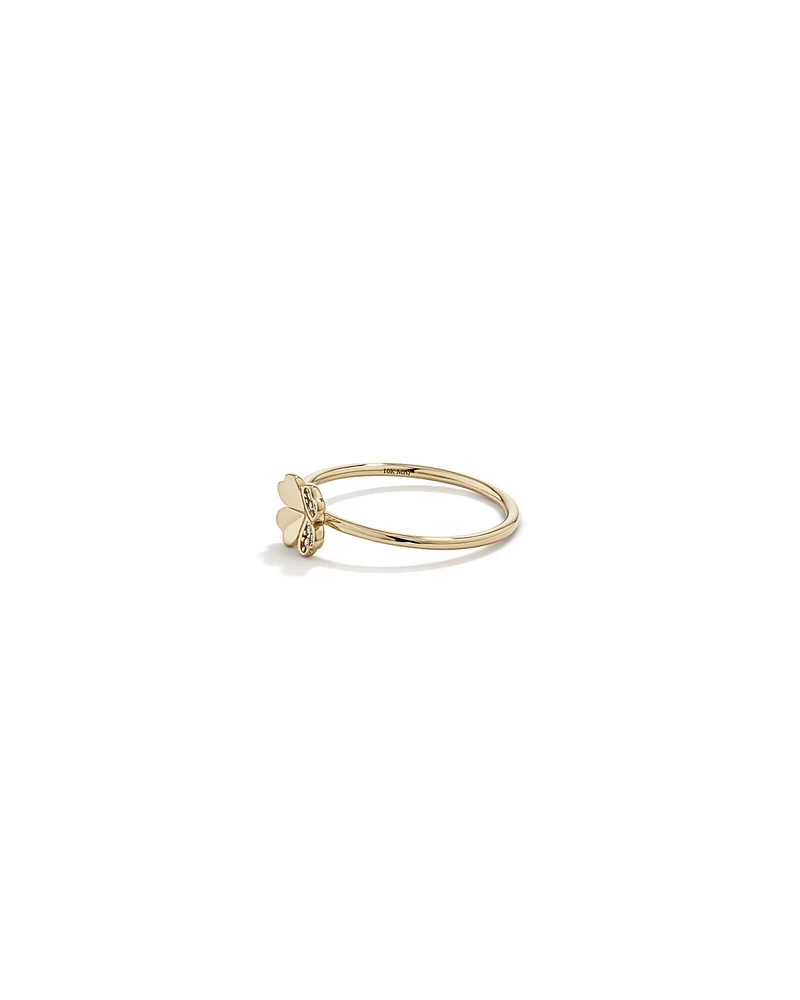 Cubic Zirconia Four Leaf Clover Ring in 10kt Yellow Gold