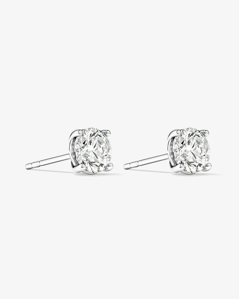 1.50 Carat TW Flawless Diamond Solitaire Stud Earrings in 18kt White Gold