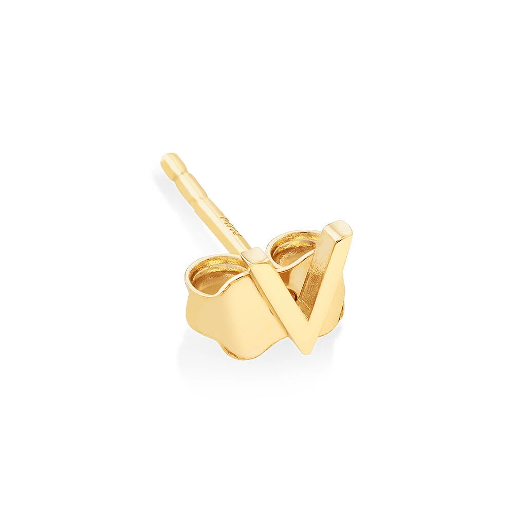 G Initial Single Stud Earring in 10kt Yellow Gold