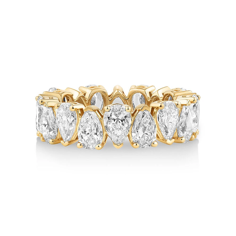 5.90 Carat TW Pear Cut Laboratory-Grown Diamond Eternity Ring in 14kt Yellow Gold