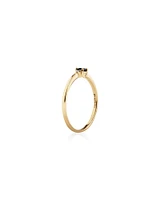 3 Stone Ring with Sapphire & Diamonds in 10kt Yellow Gold