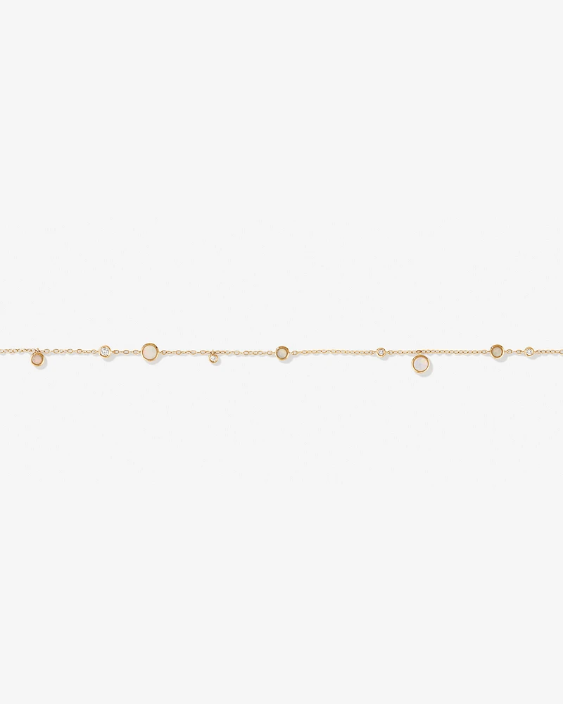 Station Bracelet with Opal & Diamonds in 10kt Yellow Gold