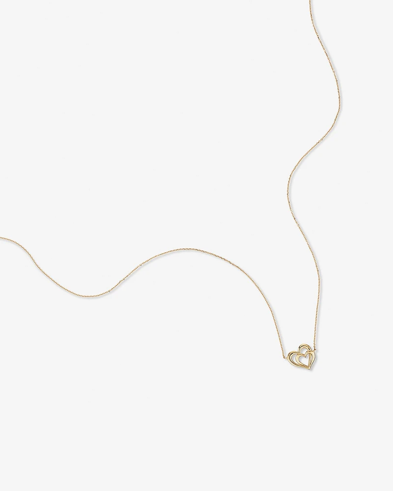 Collier Double Coeur Ouvert en Or Jaune 10 kt