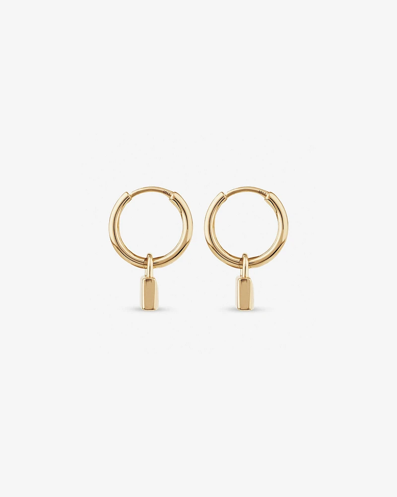 Signature Lock Hoop Huggie Earrings in 10kt Yellow Gold