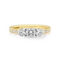 Three Stone Engagement Ring with 1 1/ Carat TW of Diamonds in 14kt Yellow/White Gold