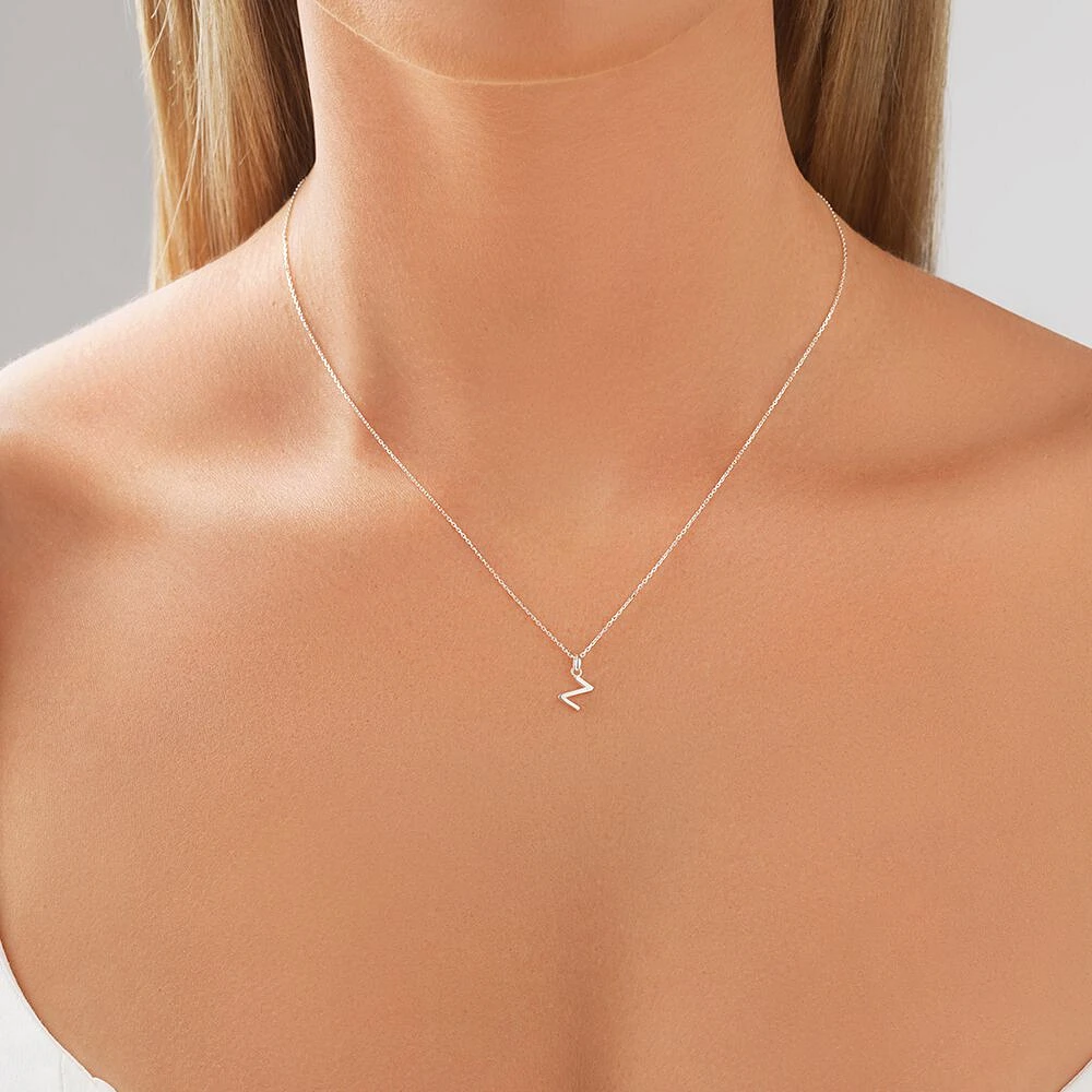 "U" Initial Pendant in Sterling Silver