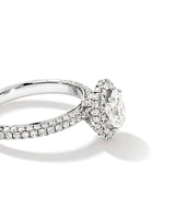 1.30 Carat TW Oval Cut Diamond Pave Halo Engagement Ring in Platinum