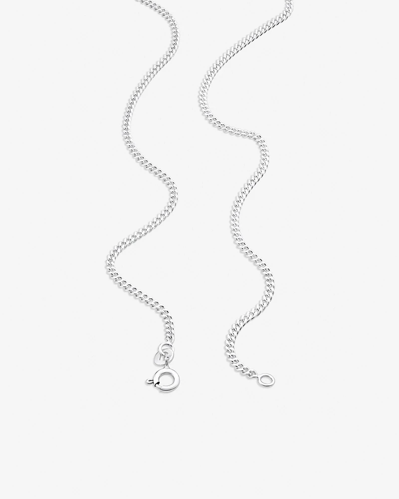 60cm (24") 1.5mm - 2mm Width Curb Chain in 925 Sterling Silver