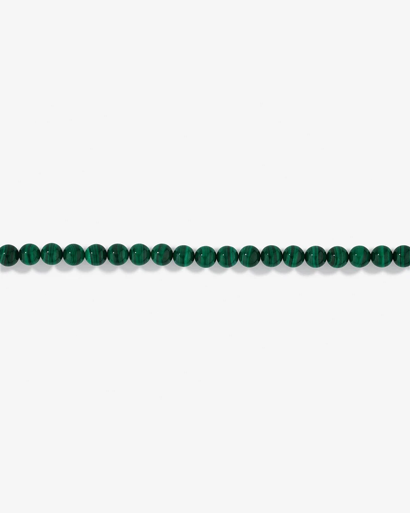 Bracelet de perles en gemme de malachite verte en argent sterling