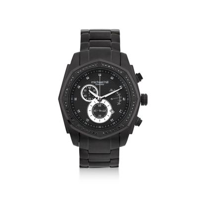 Men's Chronograph Watch with 1/2 Carat TW of Diamonds Black Stainless Steel
