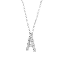 A' Initial necklace with 0.10 Carat TW of Diamonds in 10kt White Gold