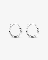 Diamond Cut Texture Hoop Earrings in Sterling Silver