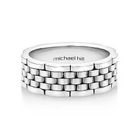 Men's Link Pattern Textured Ring Sterling Silver