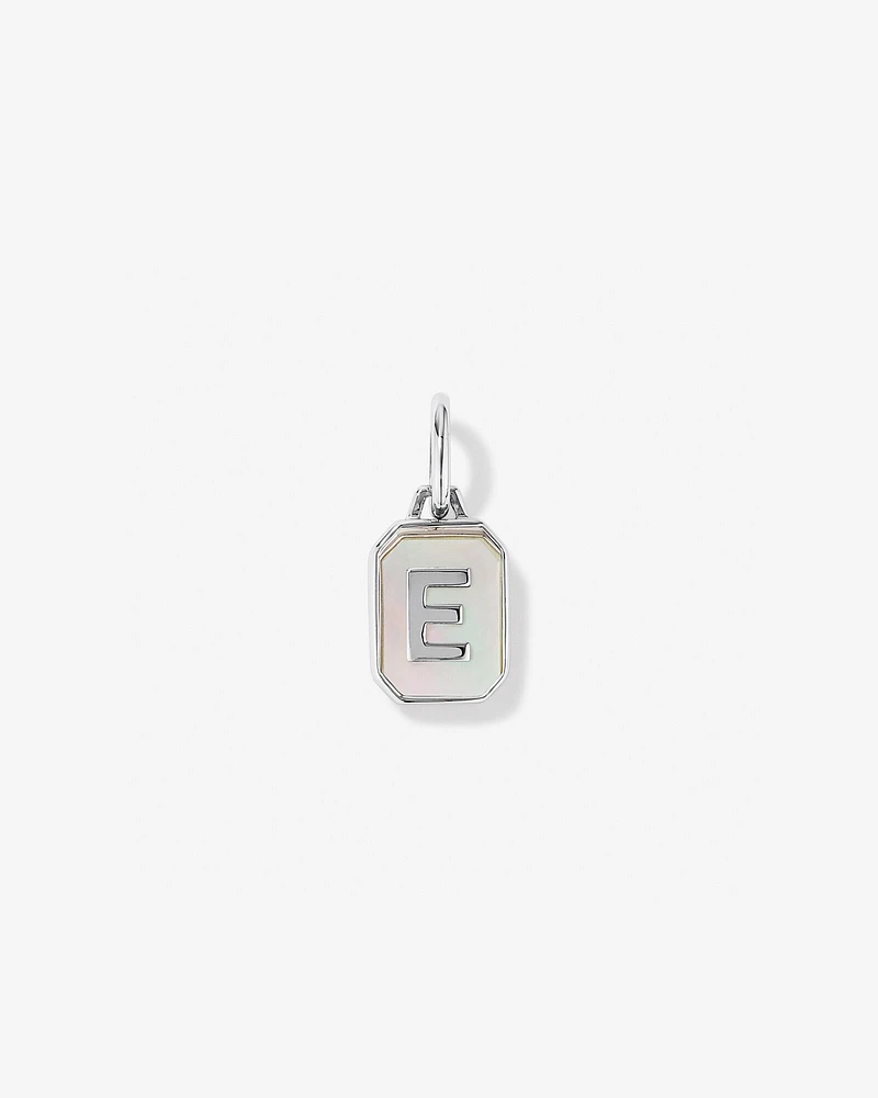 Letter F Mother of Pearl Initial Pendant in Sterling Silver