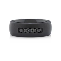 8mm Black Titanium Ring with Enhanced Black Diamonds