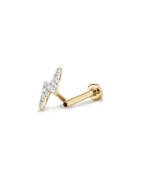 Diamond Lightning Bolt Flat Back Helix Stud Earring in 10kt Yellow Gold