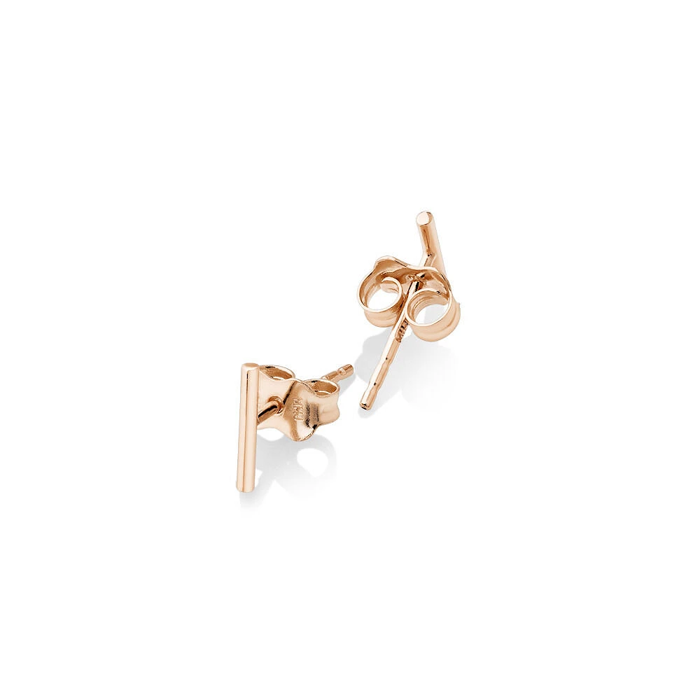 8mm Narrow Bar Stud Earrings in 10kt Yellow Gold