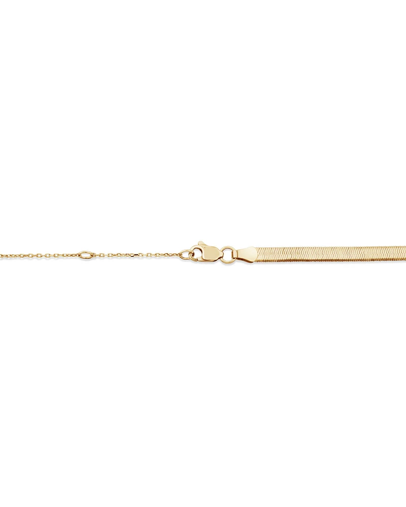 Adjustable 43-48cm (16-18") 3mm-3.5mm Width Herringbone Snake Chain In 10kt Yellow Gold