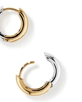 Two-Tone 10mm Reversible Huggie Hoop Earrings in Sterling Silver & 10kt Yellow Gold