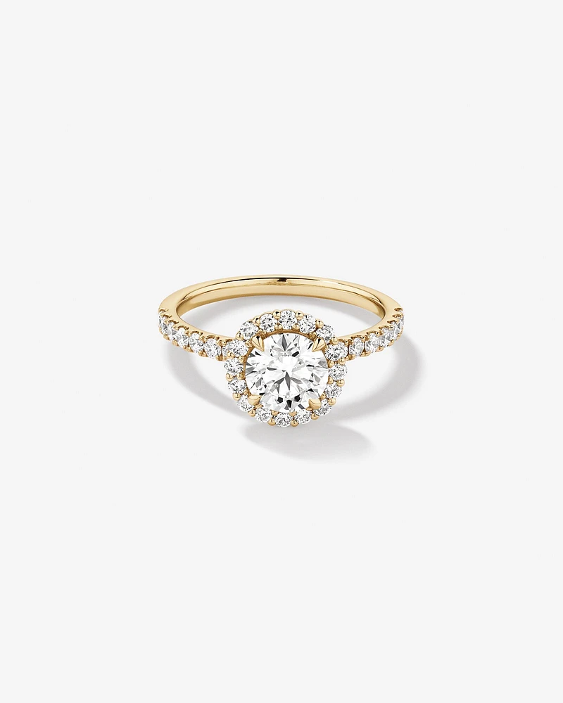 1.79 Carat TW Round Brilliant Laboratory-Grown Diamond Halo Engagemet Ring in 14kt White Gold