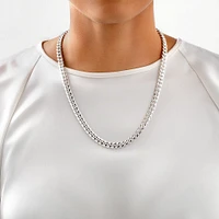 55cm (22") 7mm Width Miami Curb Chain in Sterling Silver