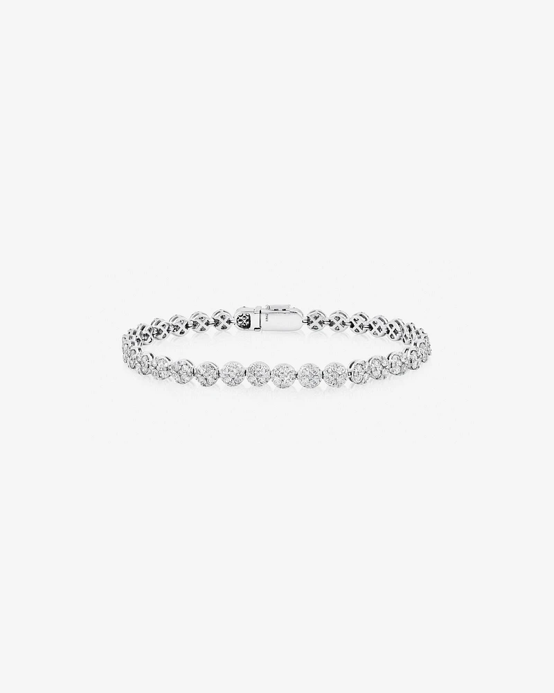 5.02 Carat TW 9 Stone Cluster Diamond Tennis Bracelet in 14kt White Gold