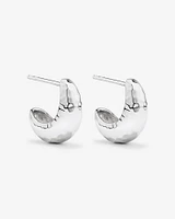 Diamond Cut Half Hoop Dome Stud Earrings in Sterling Silver