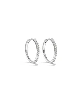 Boucles d'Oreilles Créoles Dot Dash de Diamant de 0,25 Carat TW en Or Blanc 10kt