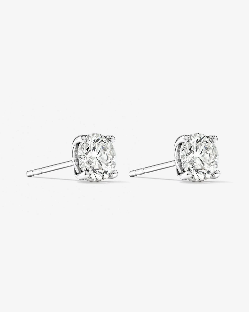 1.50 Carat TW Flawless Diamond Solitaire Stud Earrings in 18kt White Gold