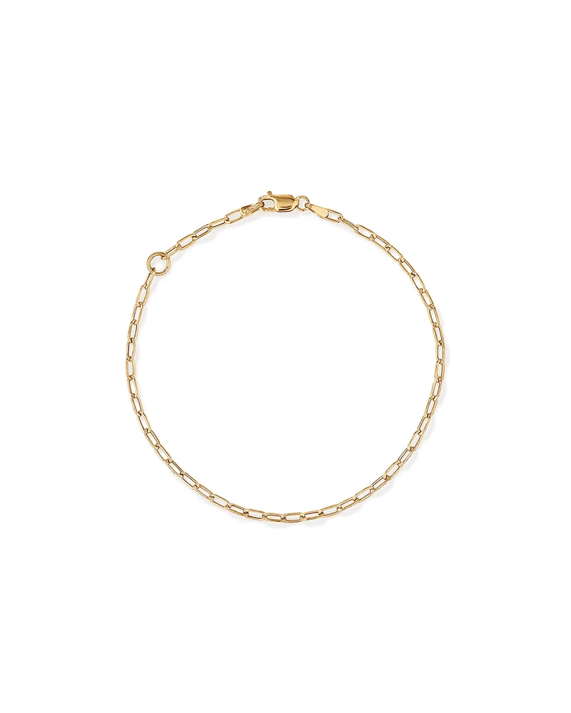 19cm (7.5") 2mm Hollow Paperclip Bracelet in 10kt Yellow Gold