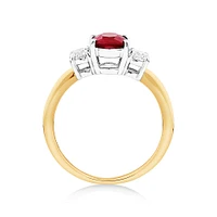 Ruby Ring with .40TW of Diamonds in 14kt Yellow and White Gold