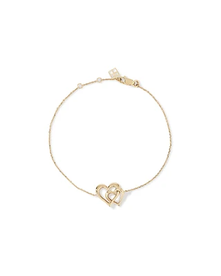 Double Open Heart Bracelet in 10kt Yellow Gold