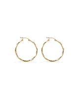 28mm Square Twist Hoop Earrings in 10kt Yellow Gold