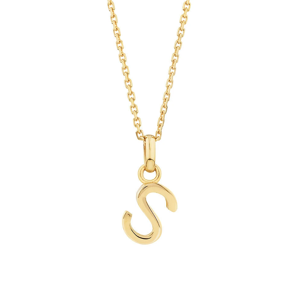 "H" Initial Pendant with Chain in 10kt Yellow Gold