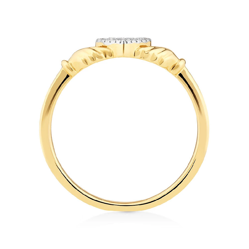 Claddagh Ring With Diamonds In 10kt Yellow Gold