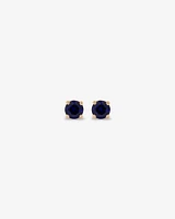 Round Blue Created Sapphire Birthstone Stud Earrings in 10kt Yellow Gold