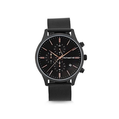 Men's Chronograph Watch Black Tone Stainless Steel