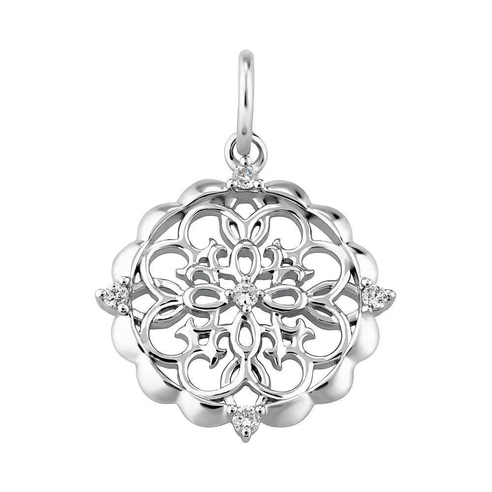 Filigree Pendant with Diamonds in Sterling Silver