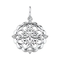 Filigree Pendant with Diamonds in Sterling Silver