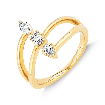 0.36 Carat TW Fancy Cut 3 Stone Stacked Ring in 10kt Yellow Gold